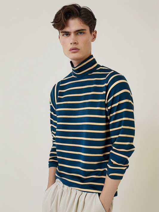 Striped Jersey Turtle Neck